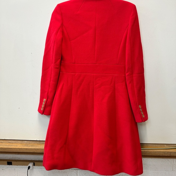J Crew Wool Lady Day Coat Red Size 2 Button Up Lined With Pockets - Picture 3 of 16